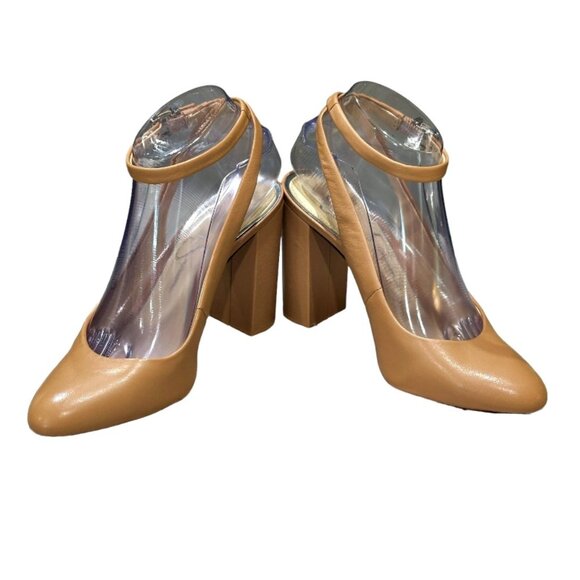 Jessica Simpson Mylana Leather Block Heel Pumps Size 7 Almond Toe Ankle Strap - Picture 4 of 10